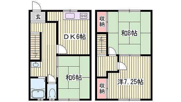 八代本町藤本二戸一 ｜兵庫県姫路市八代本町2丁目(賃貸一戸建3DK・2階・65.00㎡)の写真 その2