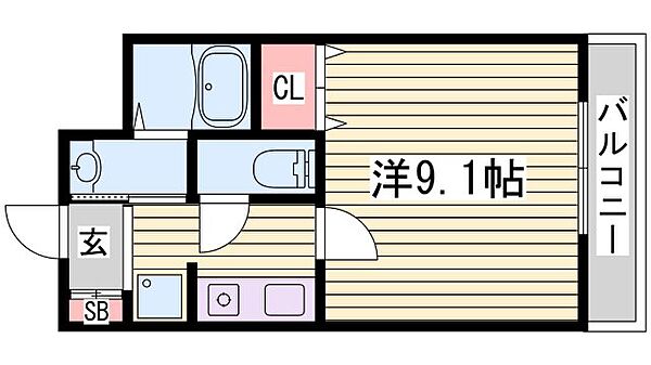 トラント メゾン ｜兵庫県姫路市名古山町(賃貸マンション1K・2階・24.55㎡)の写真 その2