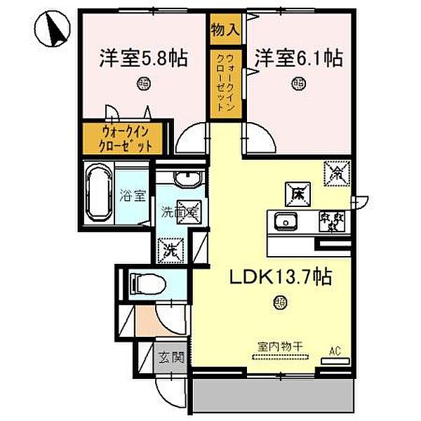 J・ユニゾン ｜兵庫県姫路市北今宿3丁目(賃貸アパート2LDK・1階・57.92㎡)の写真 その2