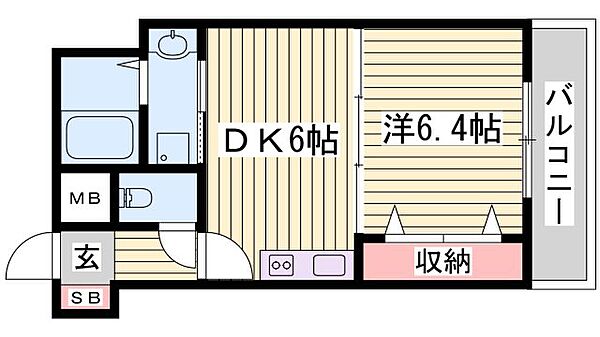 三共ヒルズ ｜兵庫県姫路市南畝町2丁目(賃貸マンション1DK・5階・29.75㎡)の写真 その2