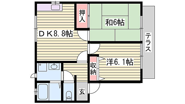 タカミハイツ ｜兵庫県姫路市井ノ口(賃貸アパート2DK・2階・46.75㎡)の写真 その2