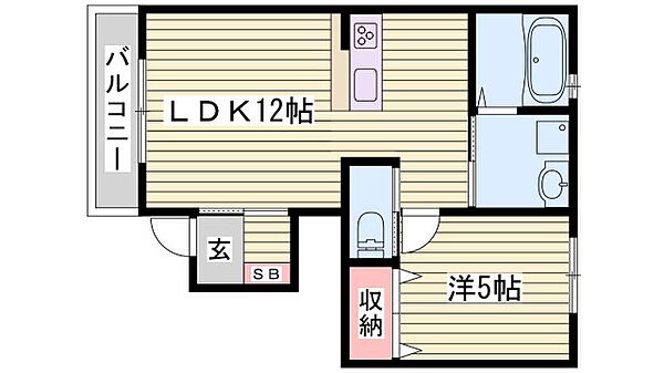 セカンドハーベスト ｜兵庫県姫路市飾磨区中浜町3丁目(賃貸アパート1LDK・1階・40.50㎡)の写真 その2