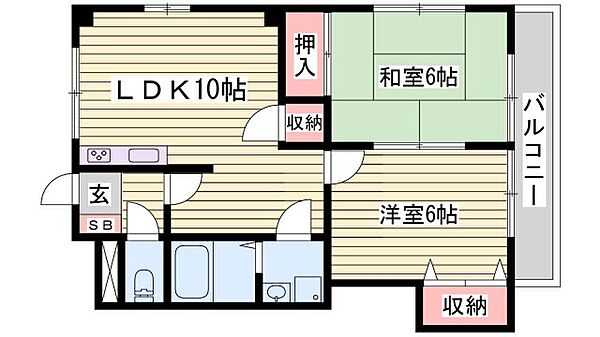 エスポワール滝野 ｜兵庫県たつの市龍野町末政(賃貸マンション2LDK・2階・52.20㎡)の写真 その2