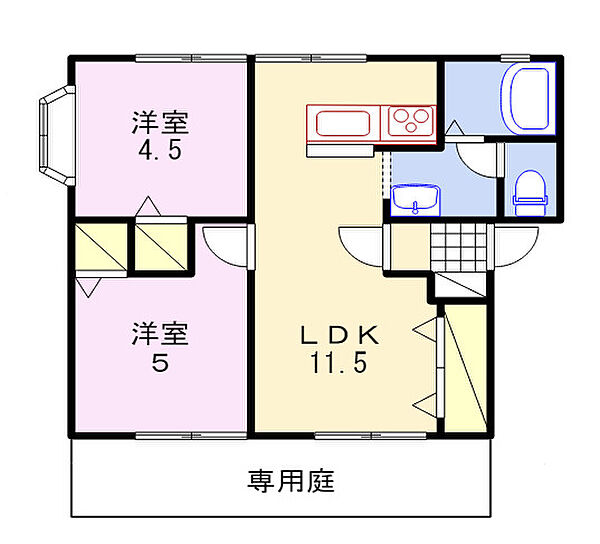 グリーンハイツ A棟 ｜兵庫県姫路市花田町小川(賃貸アパート2LDK・1階・44.97㎡)の写真 その2