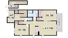 シャトーデバレ福崎 Ｃ棟  ｜ 兵庫県神崎郡福崎町福崎新（賃貸アパート2LDK・2階・72.64㎡） その2