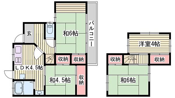 柳川貸家 ｜兵庫県姫路市新在家中の町(賃貸一戸建4DK・2階・62.58㎡)の写真 その1