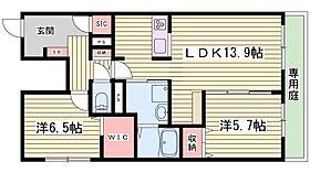 オカバ姫路岡町シャーメゾンB棟  ｜ 兵庫県姫路市岡町（賃貸マンション2LDK・1階・67.83㎡） その2