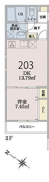 神奈川県相模原市南区上鶴間6丁目(賃貸アパート1DK・2階・32.90㎡)の写真 その2