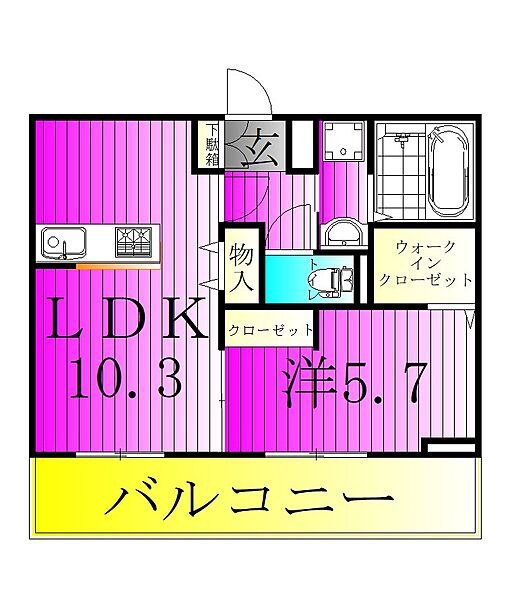 コットン フローラ 202｜千葉県松戸市中根(賃貸アパート1LDK・2階・40.04㎡)の写真 その2