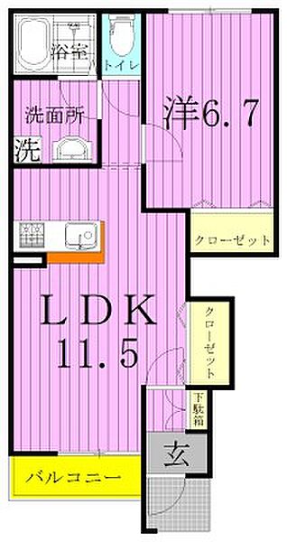 プラネット・丸山 102｜千葉県鎌ケ谷市丸山２丁目(賃貸アパート1LDK・1階・44.95㎡)の写真 その2