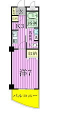 GOTOII 8階1Kの間取り