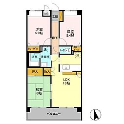 アバンドーネ高橋 3階3LDKの間取り
