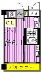 パークフラッツ松戸 8階1Kの間取り