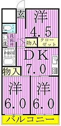 源七第三コーポラス 2階3DKの間取り