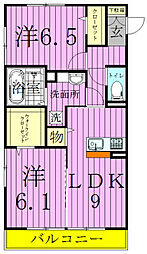 ルミエール 1階2LDKの間取り