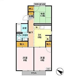 メゾン高槁A棟 3DKの間取図画像