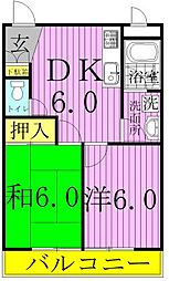 クオリティー松坂 2DKの間取図画像