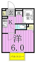 フレールヒル 1Kの間取図画像