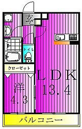 シエーナ北小金III 1LDKの間取図画像