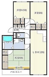 INOVE松戸六高台B 3LDKの間取図画像