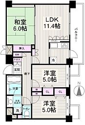 カルム六実 3LDKの間取図画像
