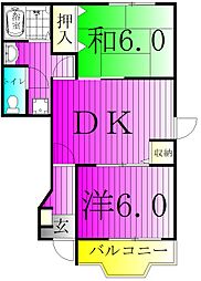 ニュープレーンヒルズC 2DKの間取図画像