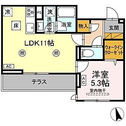 Kurashiro 1LDKの間取図画像