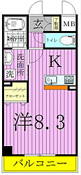アクティーボ 1Kの間取図画像