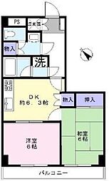ビューパレス美野里 2DKの間取図画像