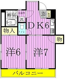 ニューパレス馬橋 2DKの間取図画像