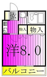 リッツハウス 1Kの間取図画像