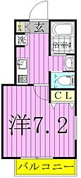 クレシア北松戸 1Kの間取図画像
