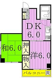 ジュネパレス新松戸第7 2DKの間取図画像