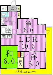 クオリティ・ダイカン 3LDKの間取図画像