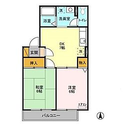 パレ・アージュ 2DKの間取図画像