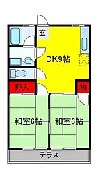 グリーンコーポ 2DKの間取図画像