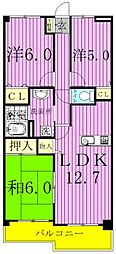 ソレイユ松戸 3LDKの間取図画像