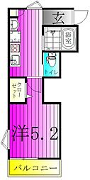 MELDIA秋山 1Kの間取図画像