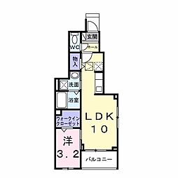 テラス シティ 八ヶ崎 1LDKの間取図画像