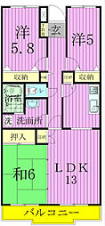 イーストパーク胡録台 3LDKの間取図画像