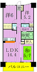 ロータリーパレスくぬぎ山 3LDKの間取図画像