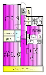 INSURANCEBLDG.19 2DKの間取図画像
