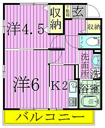 クレール岩瀬 2Kの間取図画像