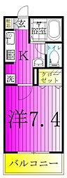 ウエストコート001 1Kの間取図画像