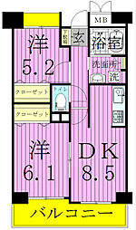 パインエクセレント 2DKの間取図画像