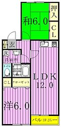 ア・コール日五 2LDKの間取図画像