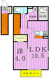 ローズベリー 1LDKの間取図画像