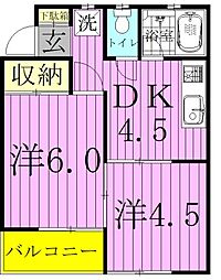 パステル・エステート 2DKの間取図画像