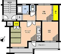 稲毛団地6 2DKの間取図画像