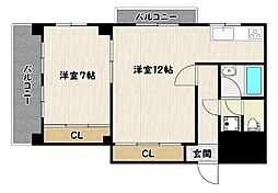 ビラユニオン兵庫 1LDKの間取図画像